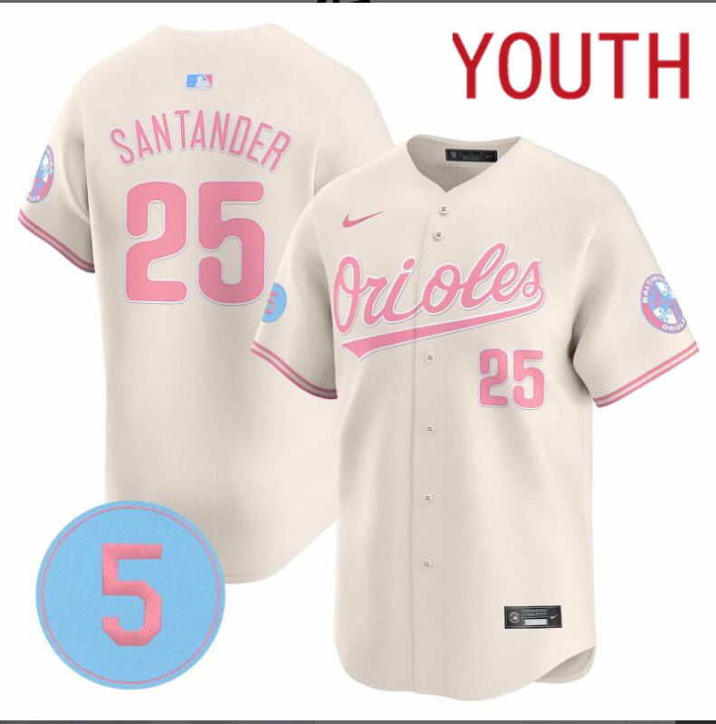 Youth Baltimore Orioles 25 Santander cream 2024 Nike MLB jersey